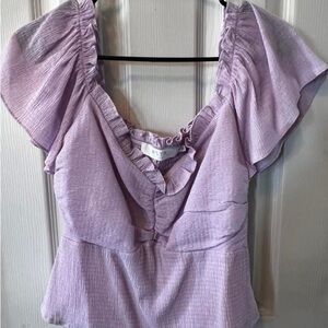 Astr Lavender Ruffle Top